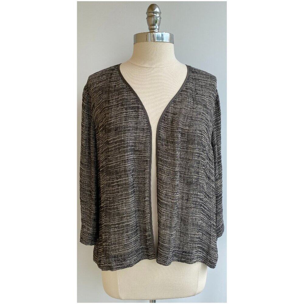 Eileen Fisher Organic Linen Loose Knit Drapey Cardigan Sweater Petite sz PL